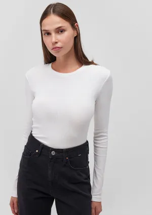 White Long Sleeve Crop Basic T-Shirt
