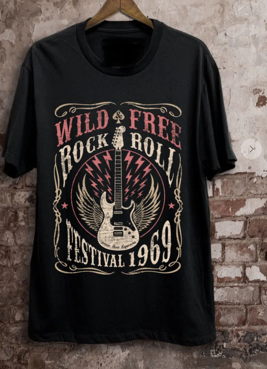 Wild Free Rock Roll Graphic Tee