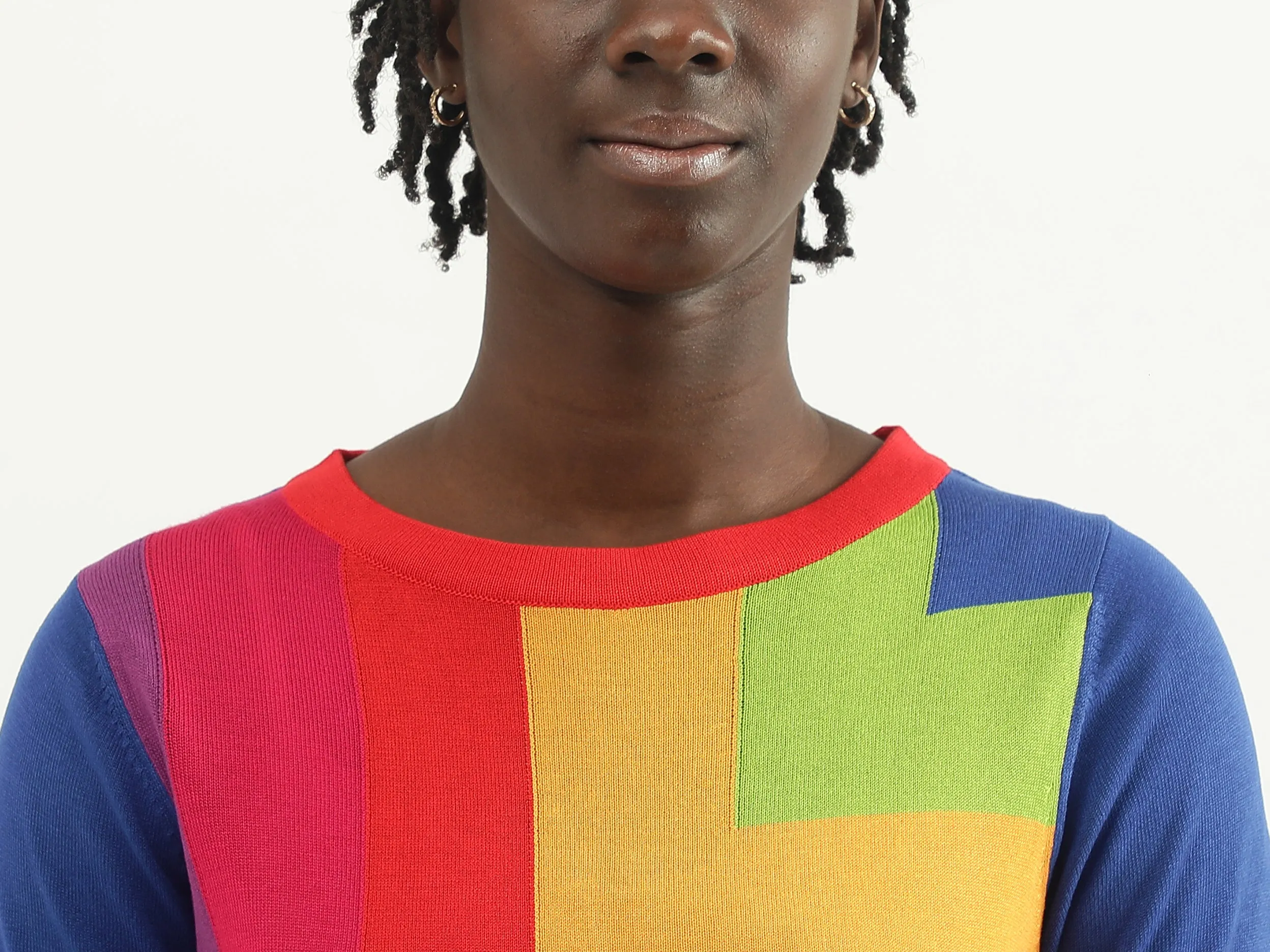 Women Color Blocked Round Neck T-shirt