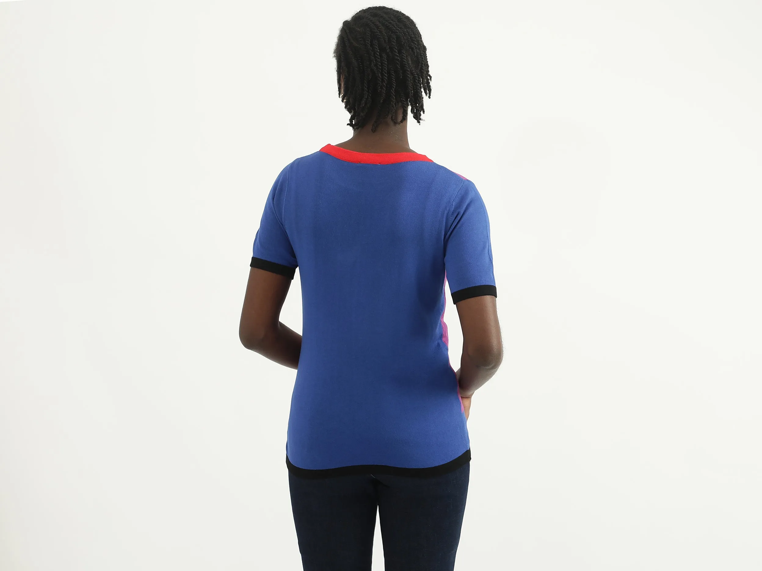 Women Color Blocked Round Neck T-shirt