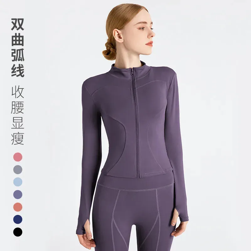Women's Long Sleeve Sports Jacket for Fitness and Yoga