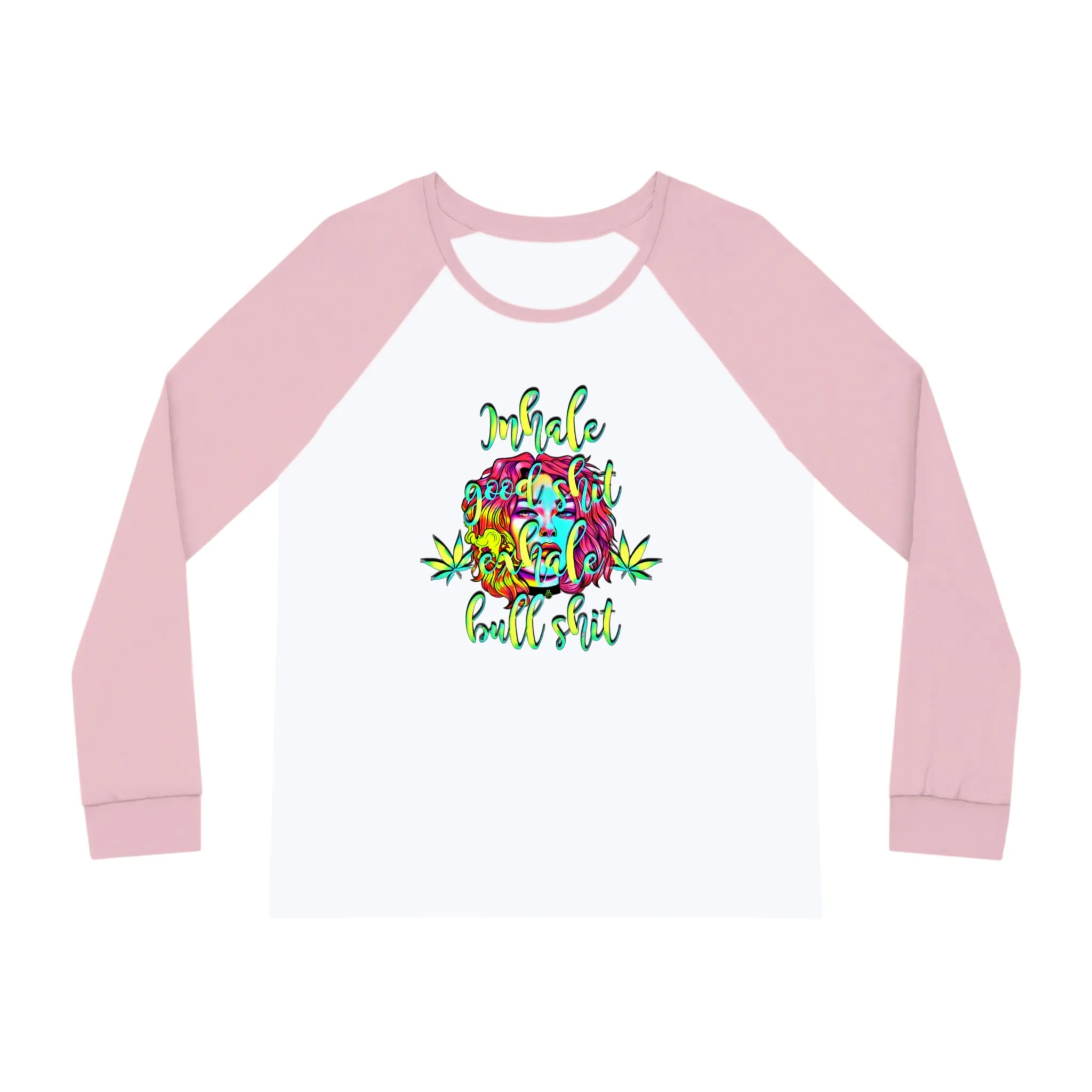Women's Raglan Sleeve Inhale The Good Shit Typographical Art Pajama Set