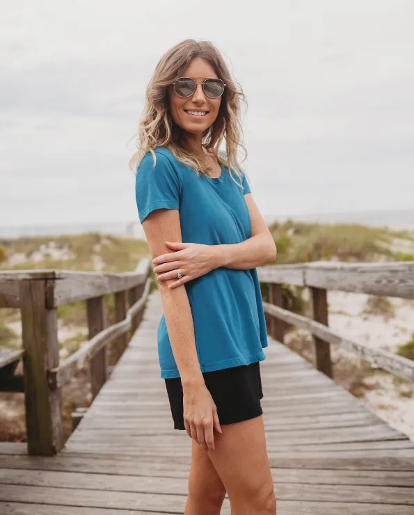 Women's Soft Supima Cotton Short Sleeve Everyday Comfy Crew Tee | Charcoal