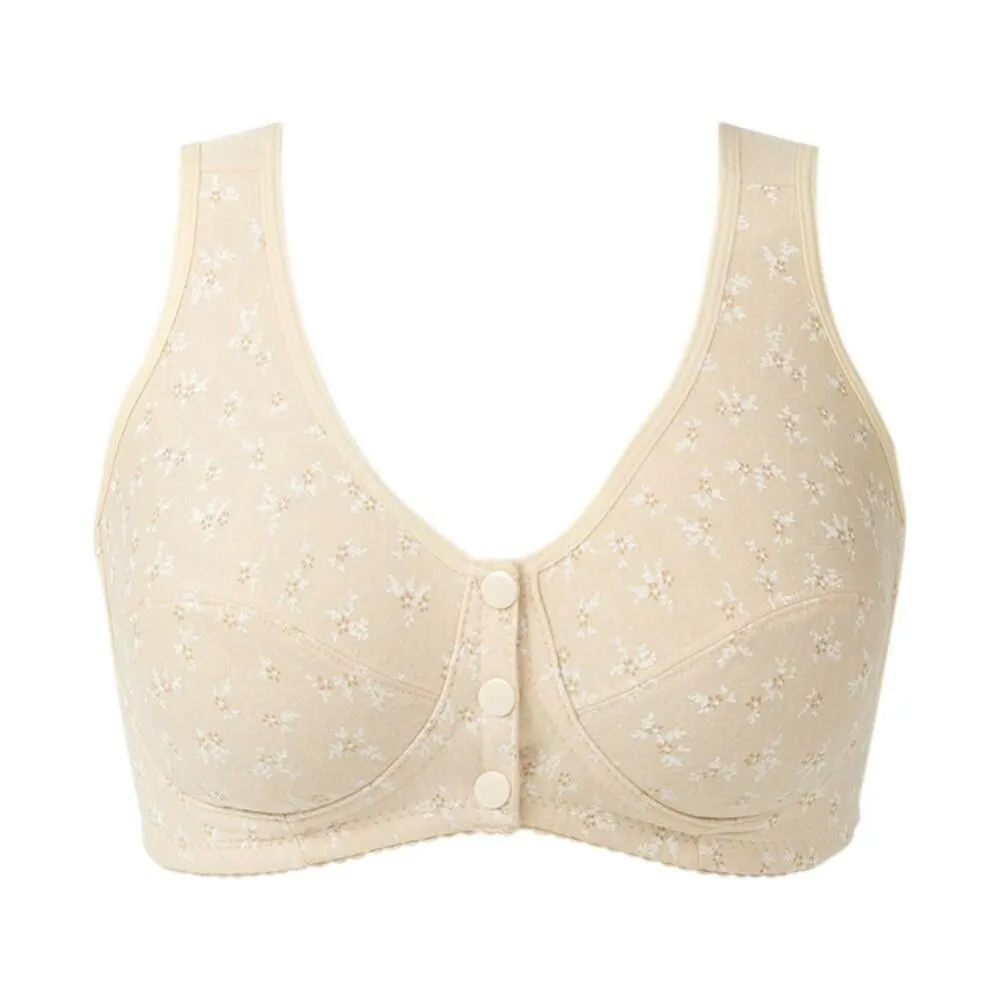 Womens Wire-Free Front Closure Cotton Bra Plus Size