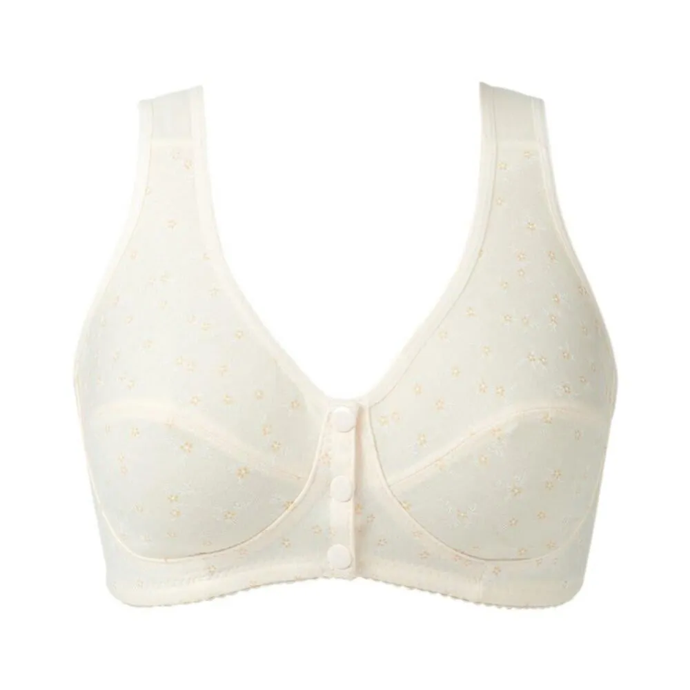 Womens Wire-Free Front Closure Cotton Bra Plus Size