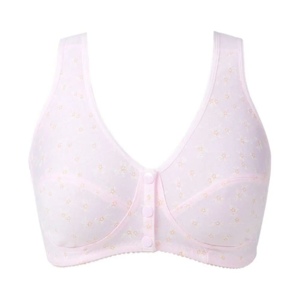 Womens Wire-Free Front Closure Cotton Bra Plus Size