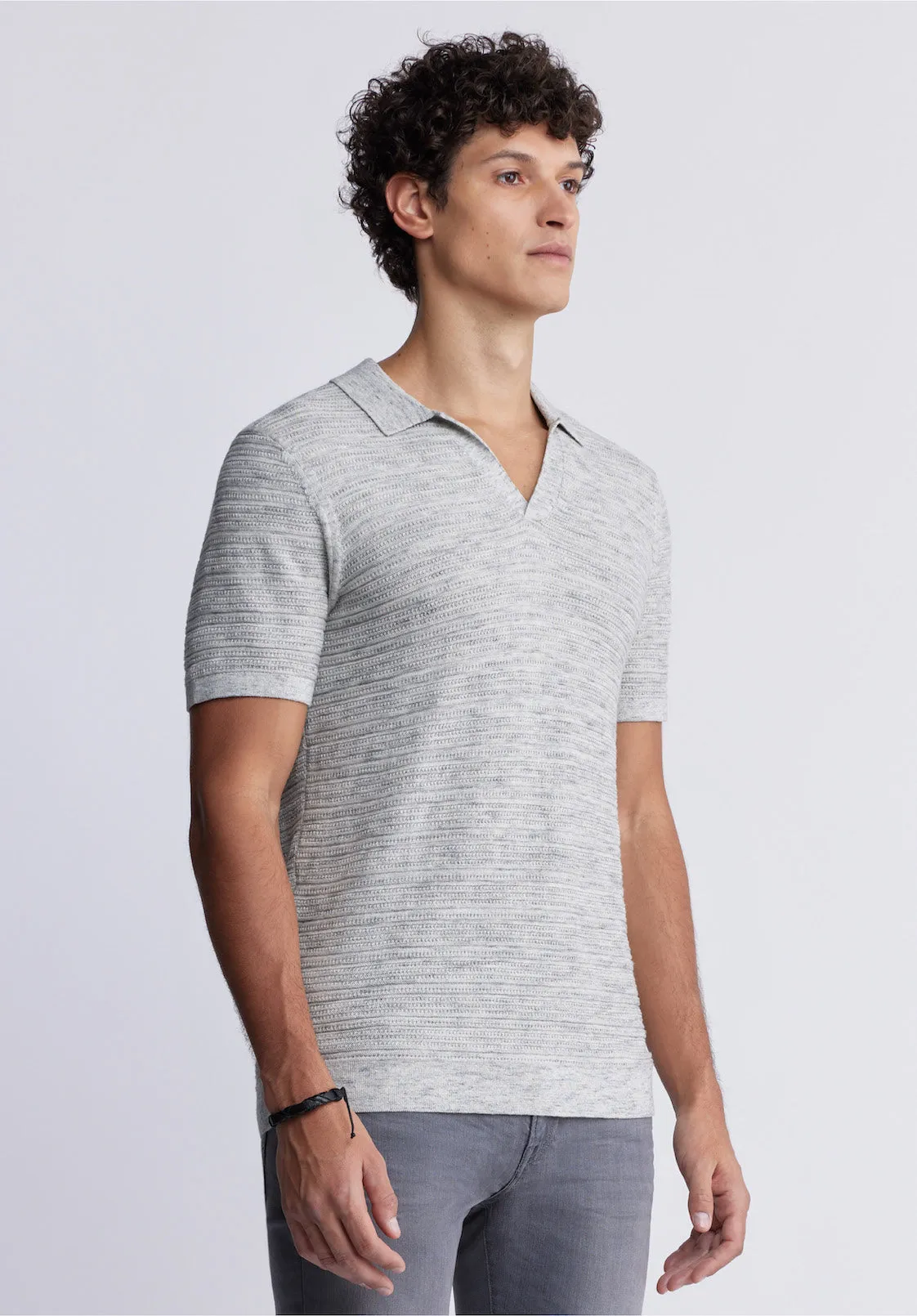 Woopy Men's Short Sleeve Polo in Heather Grey - BM24361