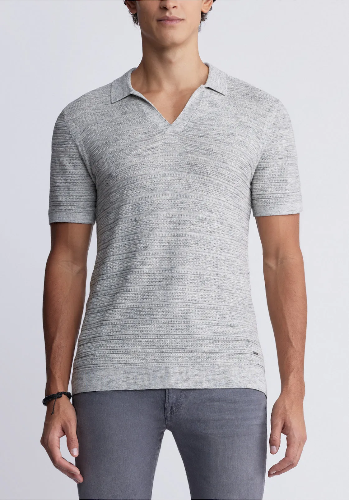 Woopy Men's Short Sleeve Polo in Heather Grey - BM24361