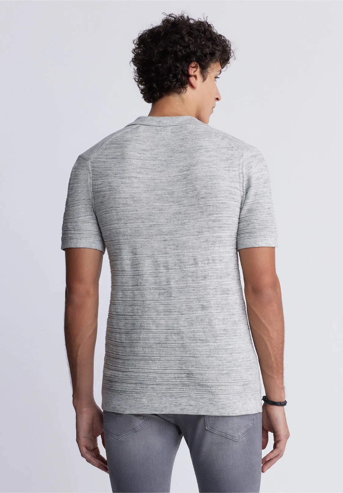 Woopy Men's Short Sleeve Polo in Heather Grey - BM24361